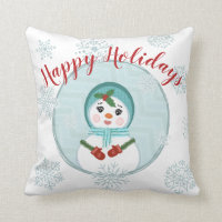 Custom Winter Holiday Christmas Snow Woman Pillow