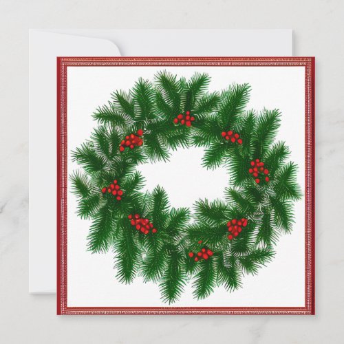 Custom Winter Holiday Wreath Secular Greeting Card