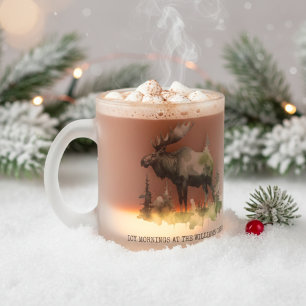 Custom Winter Lodge Moose Frosted Family Glass Coffee Mug