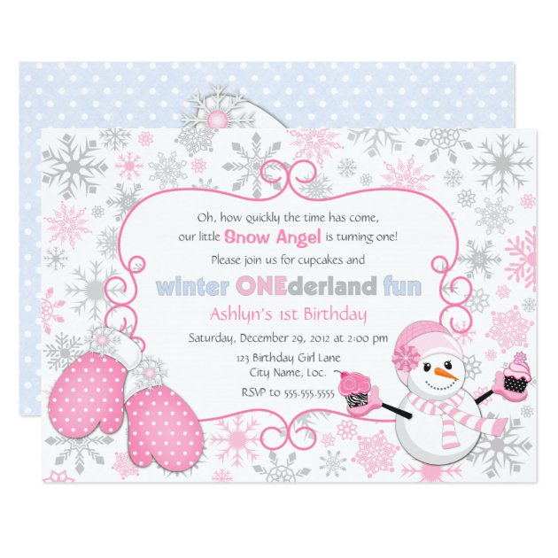 Custom Winter One-derland 1st Birthday Invitation