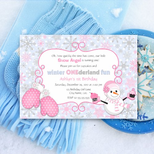 Custom Winter One-derland 1st Birthday Invitation