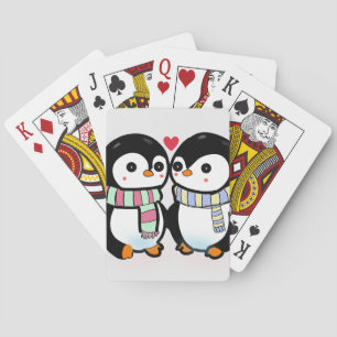 Custom Winter Penguin Love Poker Cards