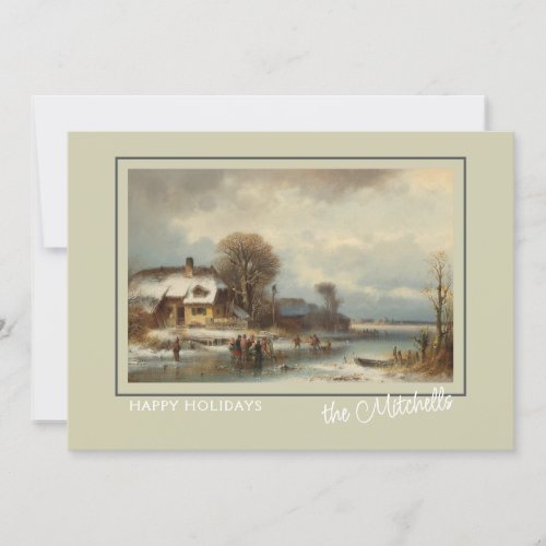Custom Winter Wonderland Landscape Art Painting Holiday Card