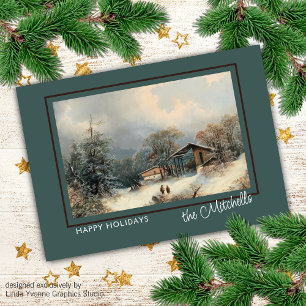 Custom Winter Wonderland Landscape Art Painting Holiday Card