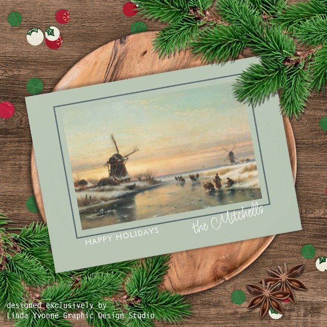 Custom Winter Wonderland Landscape Art Painting Holiday Card (Creator Uploaded)