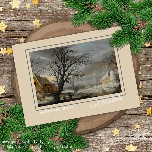 Custom Winter Wonderland Landscape Art Painting Holiday Card