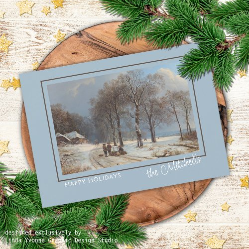 Custom Winter Wonderland Landscape Art Painting Holiday Card