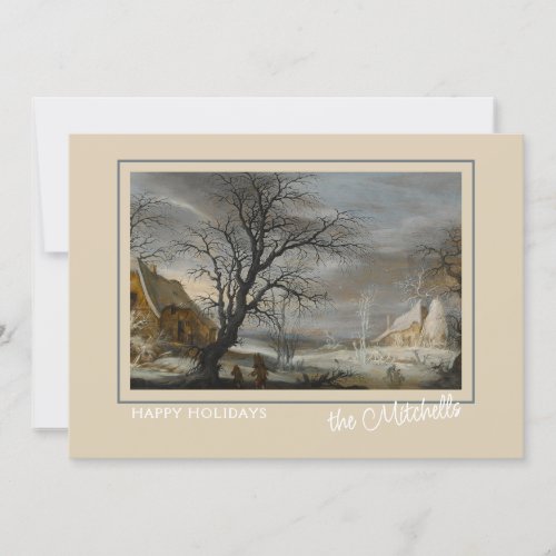 Custom Winter Wonderland Landscape Art Painting Holiday Card