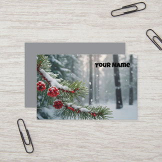 Custom Winter Wonderland | Pine & Berries Design Business Card