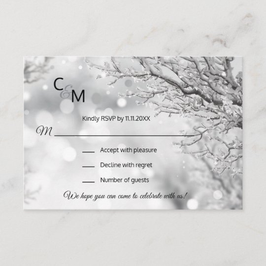 Winter Wedding Snow Scene Personalised Wedding Invitations Home