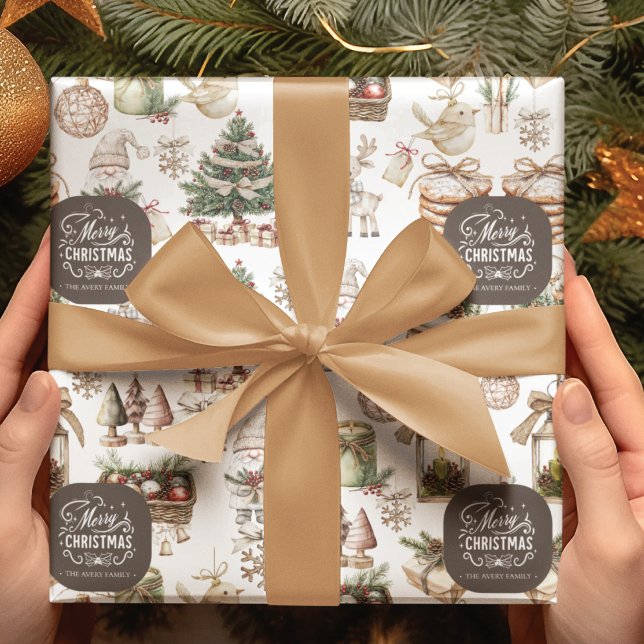 Custom Winter Wonderland with Bird and Ornaments Wrapping Paper (Creator Uploaded)