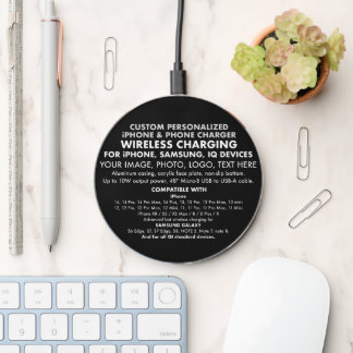 Custom WIRELESS iPHONE, PHONE CHARGER - BLACK