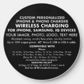 Custom WIRELESS iPHONE, PHONE CHARGER - BLACK (Front)