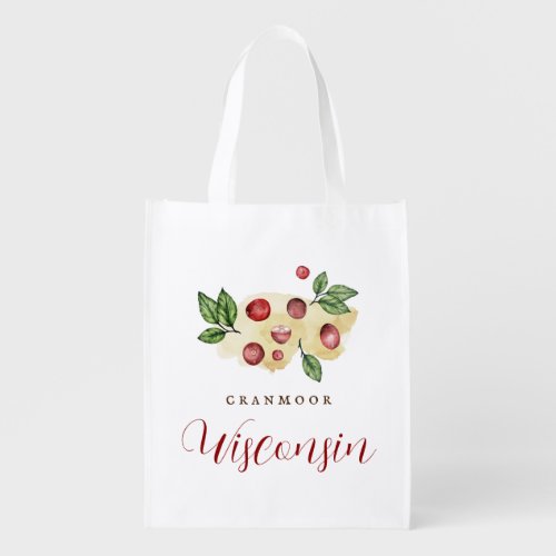 Custom Wisconsin Cranberry Grocery Bag