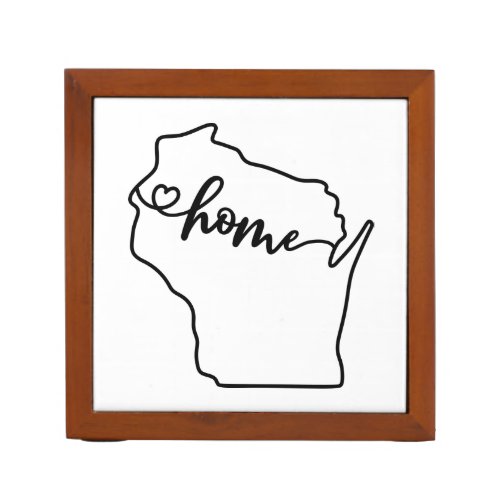 Custom Wisconsin State US Outline Home Art Desk Organizer