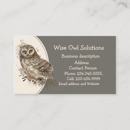 Custom Wise Owl Solutions Business Card