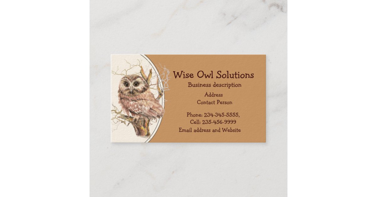 Custom Wise Owl Solutions Business Card | Zazzle