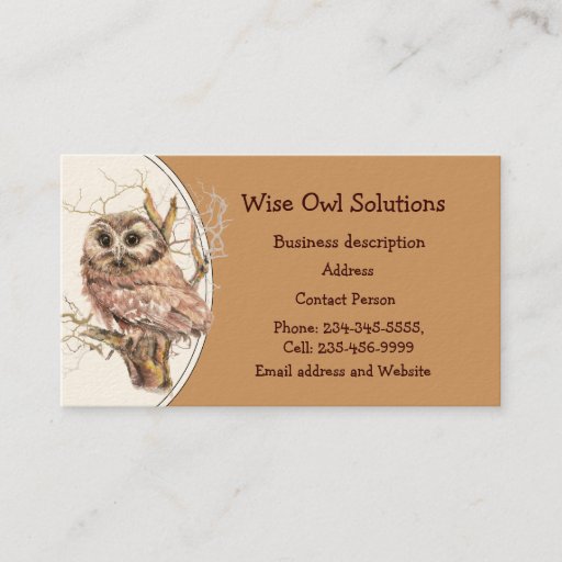 Customizable Custom Wise Owl Solutions Business Card
