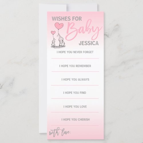 Custom Wishes for BABY Shower Girl Pink Elephant