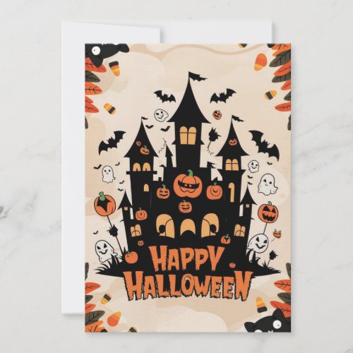 Custom Wishes Happy Halloween Holiday Card