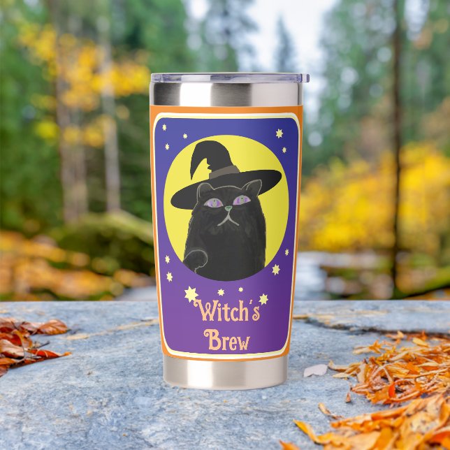 Custom Witch Brew Black Cat Halloween Fun Insulated Tumbler (Outdoor)