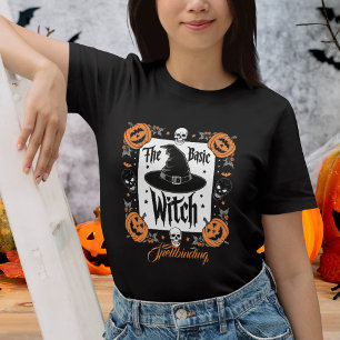 Custom Witch Hat Skulls Pumpkins Halloween Vibes T-Shirt