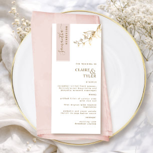 Custom with Guest Name Blush Pink and Gold Wedding Menu