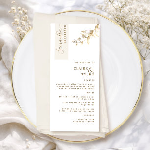 Custom with Guest Name Ivory and Gold Wedding Menu