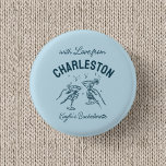 Custom With Love from Destination Bachelorette Button<br><div class="desc">Pin on the fun! This cute custom “With Love From” destination bachelorette button is the perfect party favor and keepsake for your bride tribe getaway.</div>