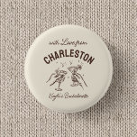 Custom With Love from Destination Bachelorette Button<br><div class="desc">Pin on the fun! This cute custom “With Love From” destination bachelorette button is the perfect party favor and keepsake for your bride tribe getaway.</div>