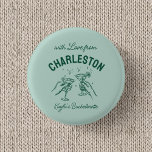 Custom With Love from Destination Bachelorette Button<br><div class="desc">Pin on the fun! This cute custom “With Love From” destination bachelorette button is the perfect party favor and keepsake for your bride tribe getaway.</div>