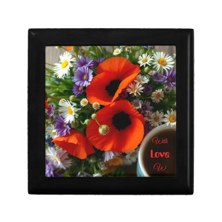 Custom "With Love" & Monogram & Red Poppies  Gift Box