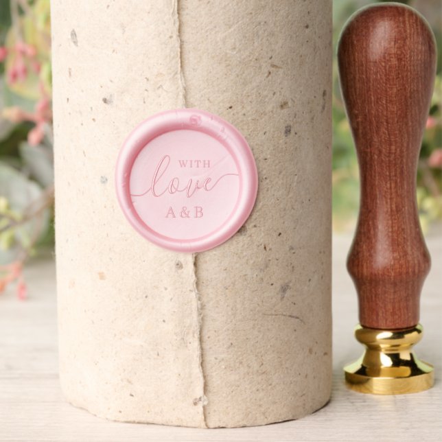 Custom With Love Wedding Monogram Wax Seal Stamp (Insitu (Parchment))