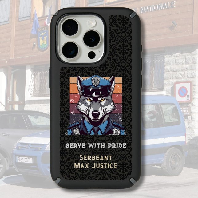 Custom Wolf Gifts for Police Officers Dad Grandpa Speck iPhone Case (Custom Wolf Gifts for Police Officers Dad Grandpa)
