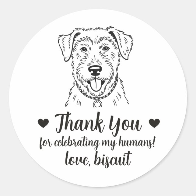 Custom Wolfhound Dog Wedding Favor Stickers (Front)