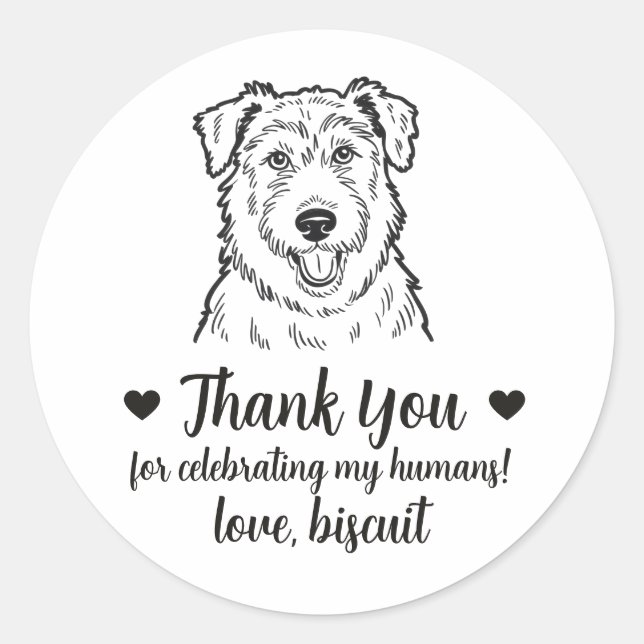 Custom Wolfhound Dog Wedding Favor Stickers (Front)