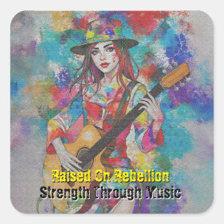 Custom Woman Guitarist Abstract Art Inspirational Square Sticker