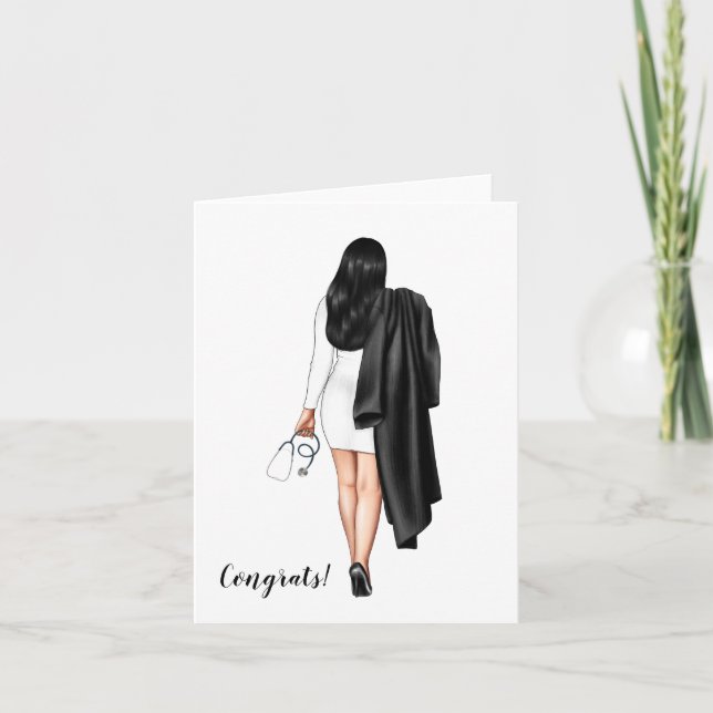 Custom Woman Nursing School Graduation  Card (Front)