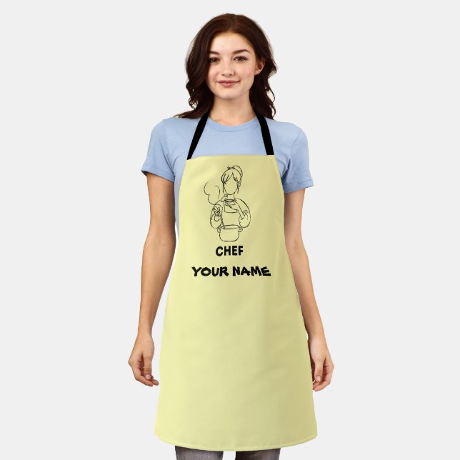 Custom women apron | Chef yellow apron (Worn)