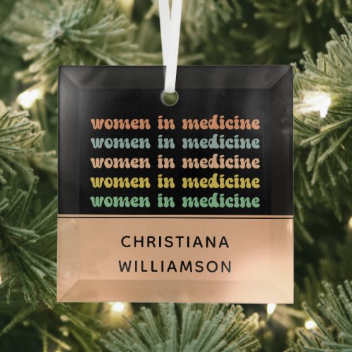 Custom Women in Medicine Retro Future Nurse Glass Ornament