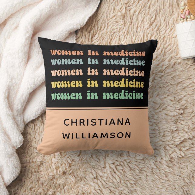 Custom Women in Medicine Retro Future Nurse Throw Pillow (Blanket)