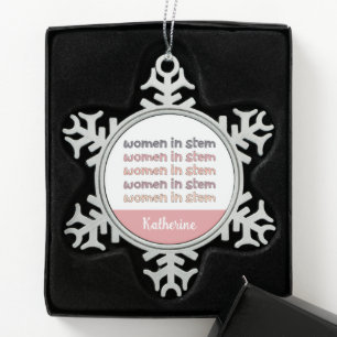 Custom Women in Stem Steminist Gifts Snowflake Pewter Christmas Ornament