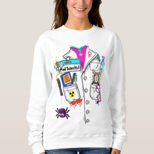 Custom Women Mad Scientist Halloween Lab Coat Sweatshirt