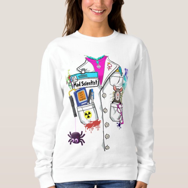 Custom Women Mad Scientist Halloween Lab Coat Sweatshirt (Front)
