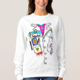 Custom Women Scientist Name Tag Lab Coat Costume Sweatshirt