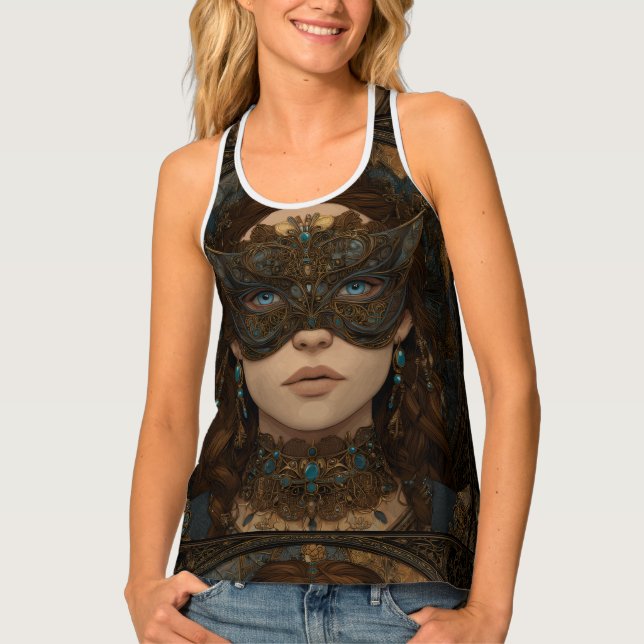 Custom Women's All-Over Print Racerback Tank Top (Front)