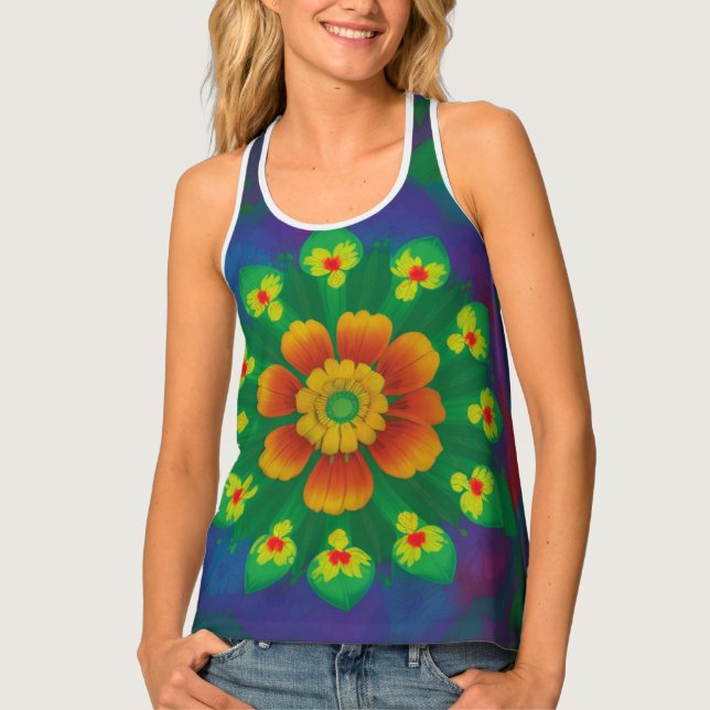 Custom Women's All-Over Print Racerback Tank Top (Front)
