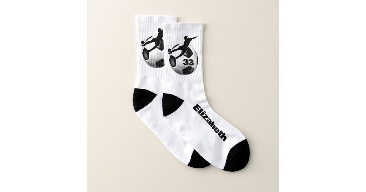 custom women's soccer socks w name jersey number Zazzle