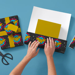 Custom Wonder Woman Christmas Snowflake Wrapping Paper