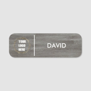 Custom Wood Business Logo Basic Employee Staff Name Tag